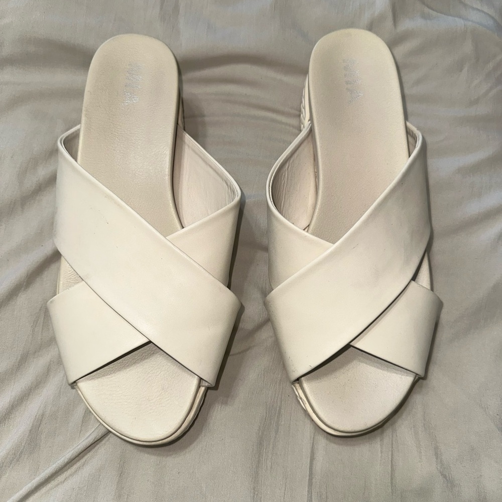 MIA Cream Crossover Slide Sandals